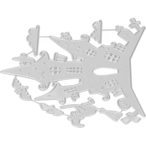 Halloween-Stanzformen aus Metall, Burg- und Fledermausmotiv, Prägeschablone für Kartenherstellung (1/5)
