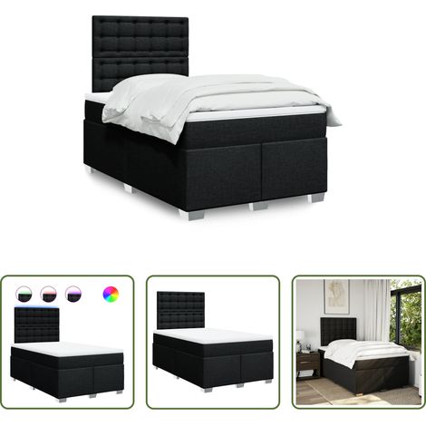 Matelas à ressorts ensachés -  Sommier à lattes de lit avec matelas noir 120x190 cm tissu (1/5)
