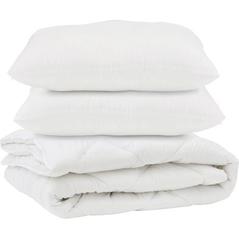 Ensemble couette et oreiller en duvet, ensemble 3 pièces, microfibre blanche. (1/5)