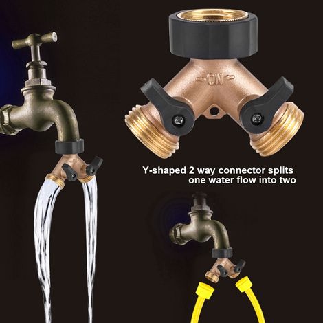 Messing-Wasserhahnadapter, 2-Wege-Y-Form, 3/4-Schlauchanschluss, Gartenbewässerung (Europäischer Standard) (1/5)