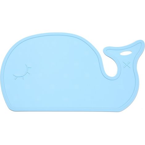 Tapis antidérapable en silicone motif animaux mignon pour enfants, forme baleine bleue (1/5)