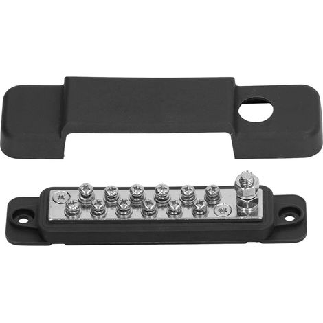 Stromverteiler-Anschlussklemme mit 12 Bolzen und Abdeckung für Wohnwagen und Yachten, 48 V DC, 150 A, Schwarz (1/5)