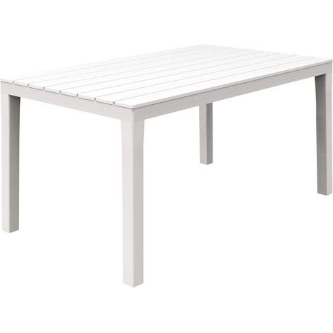 Table d'extérieur Vasto, Étagère à manger rectangulaire, Table de jardin polyvalente intérieure et extérieure, 138x78h72 cm, Blanc (1/5)
