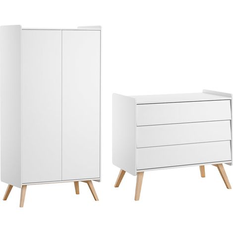 Kommode mit 3 Schubladen und 2-türigem Schrank Vox Vintage Weiß und Holz (1/5)