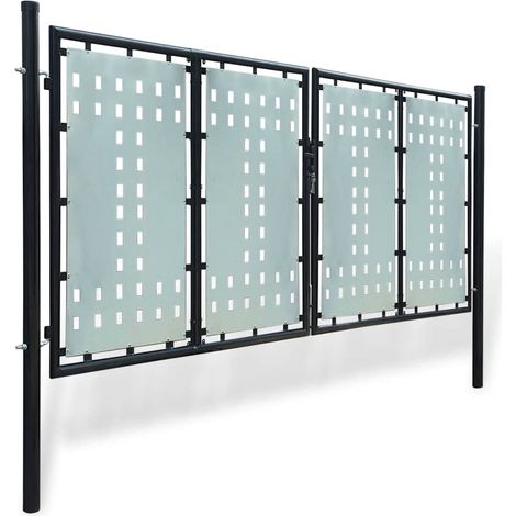 Einfaches Zauntor Schwarz 300x175 cm