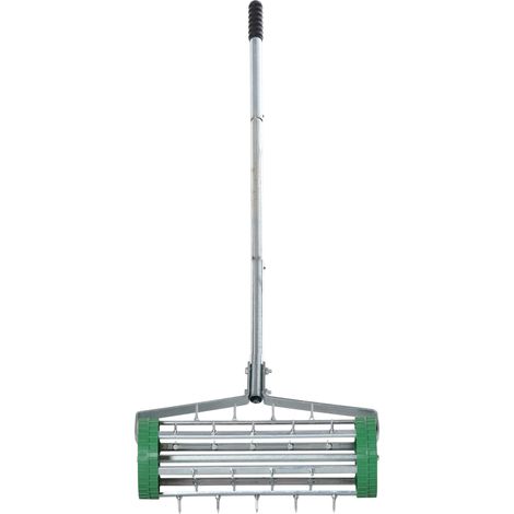 Aérateur de gazon à rouleau, largeur 43,5 cm, pointes 3,5 cm, manche réglable (1/5)