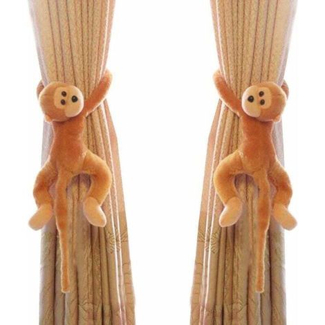 1 Paar Affen-Gardinenhalterhaken, Gardinenclips, Seilhalter, Tier-Gardinenzubehör, dekorative Gardinenhalter für Kinderzimmer, Wohnzimmer, Homeoffice, Fenster