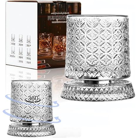 Verre cognac,Verre à Martini à Bascule,Verres à Rhum Rotatif,Verre à Whisky à Bascule,Profil Sphérique Inférieur,Rotation à 360 Degrés pour Cognac Cocktail,Bourbon (Transparent A001) (1/5)