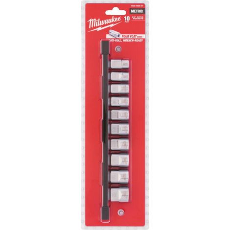 Juego de 10 llaves de vaso hexagonales de 3/8" acabado cromado - Milwaukee 4932492507