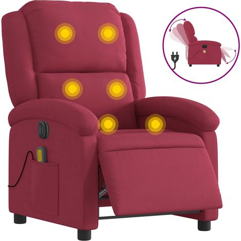 Maison Exclusive - Massagesessel Elektrisch Weinrot Samt