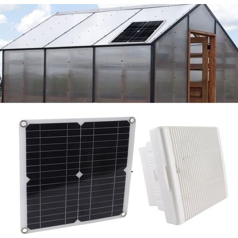 Ventilador solar con panel monocristalino de 12 W y 12 V CC para invernaderos y camping – ABS + batería de litio (1/5)