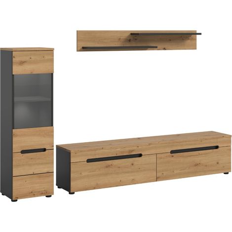 Canu bibliothèque C4 système avec éclairage chêne décor, gris foncé. (1/5)