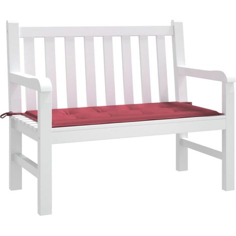 Coussin de banc de jardin Tissu 120x50x3 cm Rouge bordeaux (1/4)