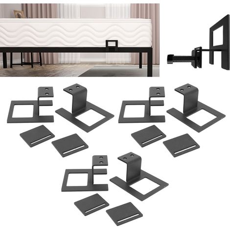 Paneles laterales antideslizantes para la cama (6 piezas): soportes de acero reforzados y ajustables para estabilizar el colchón y proteger la estructura de la cama. (1/5)