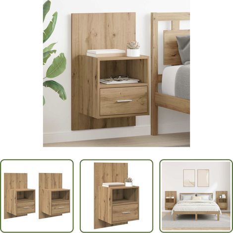 vidaXL Étagères bois -  Cabinet de chevet 2 pcs Chêne artisanal 50 x 32.5 x 80cm (1/5)