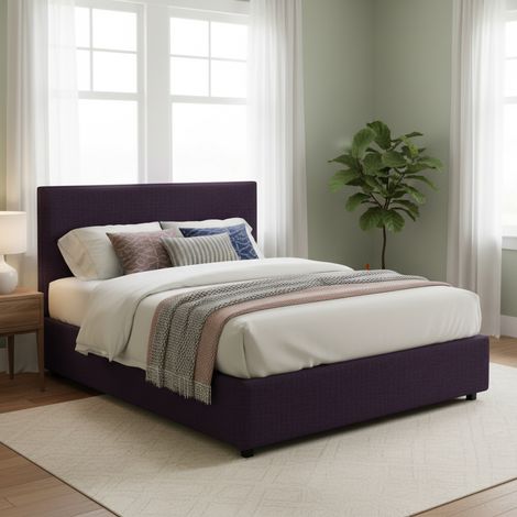 Cama Matrimonial Basildon, Desenfundable, Hecha en Italia, Violeta (1/4)