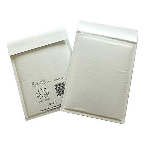 Wewave Sobres acolchados de papel kraft con relleno de papel ondulado - Formato interno 15x21,5 cm - Cierre adhesivo - Color blanco - Paquete de 10 sobres