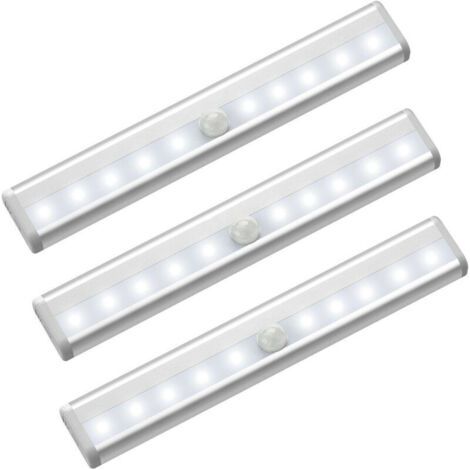 BUNTHAUS lampe led detecteur de mouvement interieur Lumière Armoire 10 LEDs spot sans Fil, Lampe de Placard LED éclairage led à Piles avec Bande Magnétique, Veilleuse Enfant escaliers Couloir Lot de 3 (1/5)