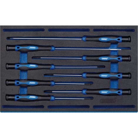 Lot de 8 tournevis de précision extra longs avec plateau en EVA 1/4, Bleu (1/2)
