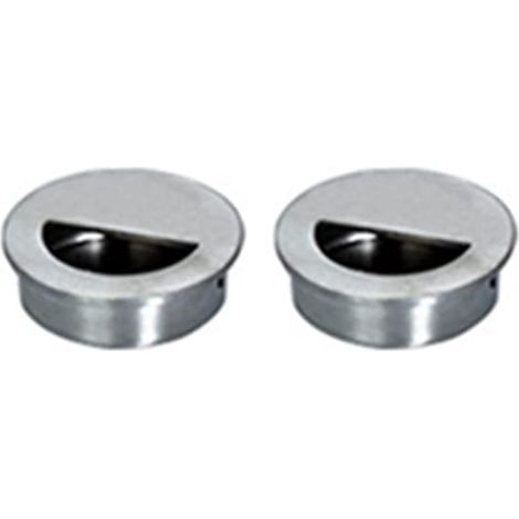 Lot de 2 poignées de porte encastrées avec vis de fixation, poignées rondes en acier inoxydable argenté pour placard, armoire, tiroir, armoire coulissante, commode, placard [diamètre 40 mm] (1/5)