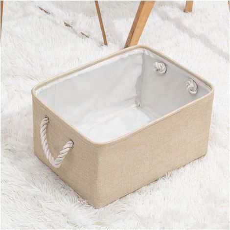 Tres cajas de almacenamiento de tela, cajas de almacenamiento plegables de lona con asas, para guardar ropa, juguetes, toallas, DVD y sombreros (color caqui). (1/2)