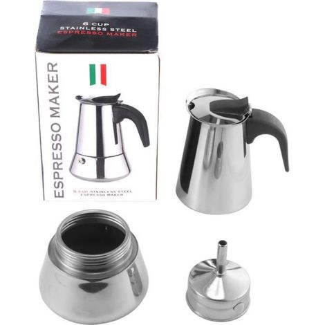 450Ml Cafetière Italienne Induction En Inox Moka Pot - 9 Petites Tasses (1/4)
