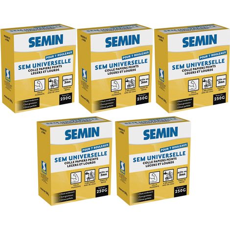 Lot de 5 colles en poudre pour papiers peints légers et lourds Semin Sem-Universelle - boite 250 g (1/5)