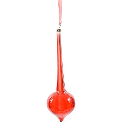 Pendente per albero di Natale in vetro Fuso lungo Rosso decorativo -6 x 20 cm (1/4)