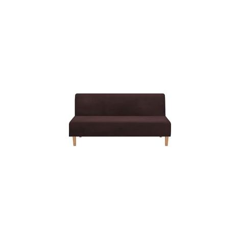 Copridivano convertibile senza braccioli, in velluto elasticizzato, spesso, morbido e confortevole, per divano letto e divano letto pieghevole (velluto marrone spesso)