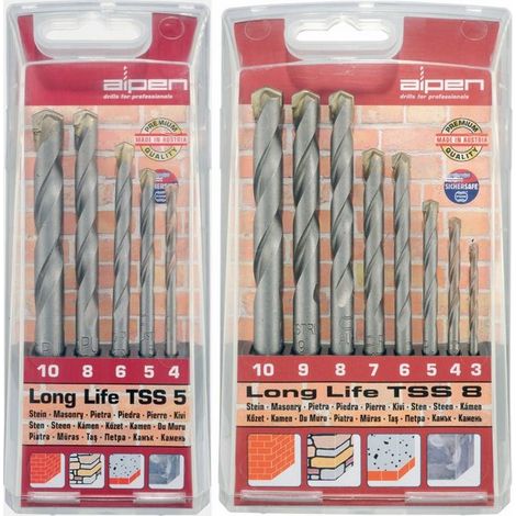 Alpen Punte Trapano in Serie per Muro Long Life 5 Pezzi Astuccio in Pvc (1/2)