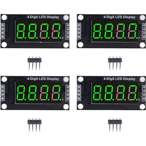 4 Sets Digital Tube Display Module LED 4 Digit 7 Segment 0.36in TM1637 Drive Chip Green MRA110E