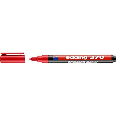 EDDING 370 Marqueur Permanent Rouge - Pointe Fine, Encre Résistante à l'Eau (1/5)
