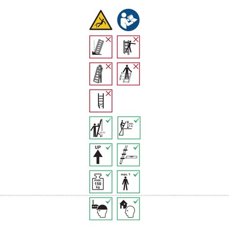 Layher Piktogrammetiketten für Holzanlegeleitern 1029, 1052 10er-Pack (1/2)