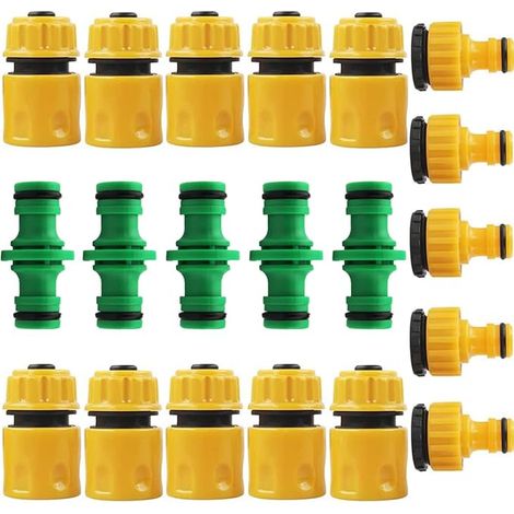 Conectores de manguera, conectores rápidos de manguera de 1/2 pulgada, conector para grifo de 1/2 o 3/4 pulgada, conector doble de manguera de 1/2 o 3/4 pulgada para jardín y hogar (1/4)