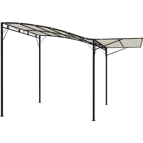 Pavillon 3×2,5 m crème résistant aux intempéries, avec extension de toit pliable (1/5)