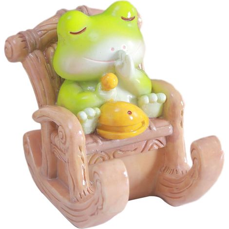 Support Téléphone Portable - Chaise Balançoire Grenouille - Décoration Bureau Maison - Résine - Vert - 11 x 10 x 7 cm - 1 Pièce (1/5)