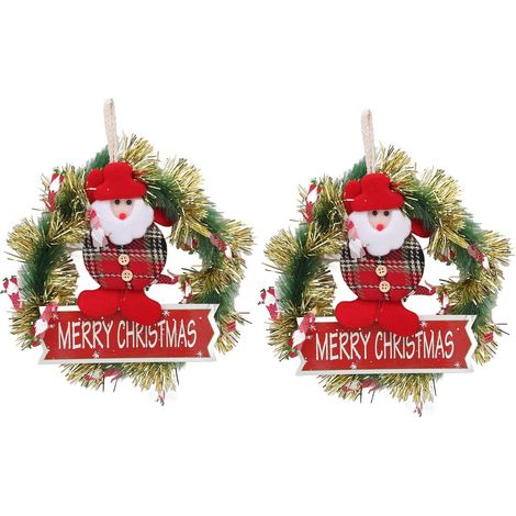Couronne De Noël 2 Pièces, Couronne De Porte De Noël en Plastique Réutilisable 10,6x10,6 Pouces, Mini Couronnes De Noël pour Mur De Fenêtre De Maison (1/5)