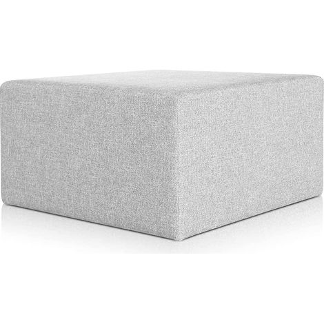 EVERGREENWEB Pouf poggiapiedi 83x83 cm per Divano Sgabello Cubo, tessuto Idrorepellente: Pouf design moderno per soggiorno camera da letto, Puff salotto, Pouffe Rubino GRIGIO (1/4)