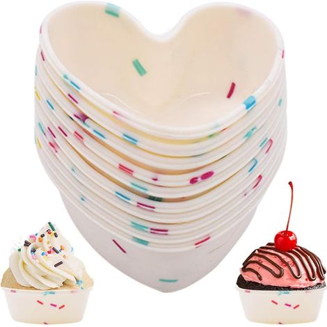 Moule À Gâteau En Silicone - Forme De Cœur - Résistant Jusqu'à 240 °C - Pour Muffins, Cupcakes, Gelées Et Puddings - Lot De 10 Pièces (1/5)