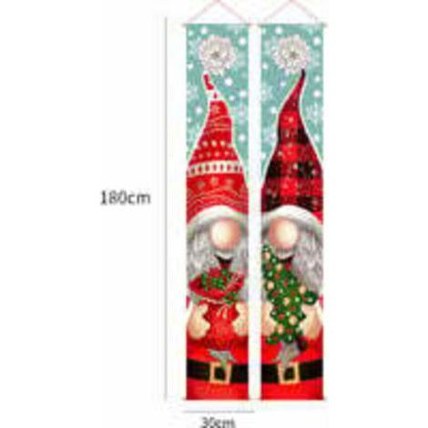 Décorations de Noël, Bannière en tissu pour toile de fond de Noël, Décorations de Noël, Décorations de Noël avec accessoires décoratifs Père Noël (L) (1/4)