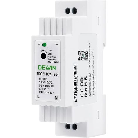 Alimentation sur rail DIN 24 V, Alimentation industrielle sur rail DIN à découpage 24 V 0,63 A 15 W (1/5)
