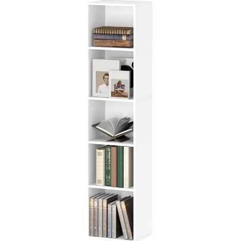 CHICFURN Estantería de pie 30 x 24 x 133,5 cm blanca de tablero de partículas, 5 niveles (1/5)
