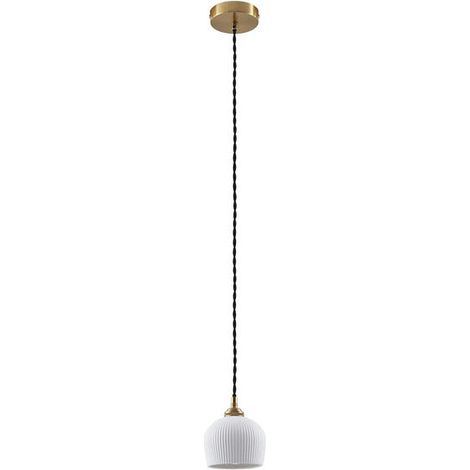 [GEBRAUCHT] B-Ware Lindby Hängeleuchte Pendelleuchte Nolane Keramik Lampe weiß Messing (1/2)