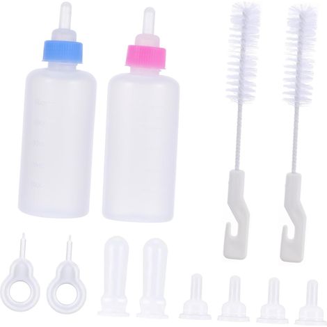 Juego de 12 botellas para gatos, perros y conejos, botellas de silicona suave con graduaciones para una fácil dosificación.