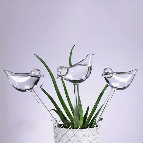 Arrosage automatique en verre pour plantes d'intérieur et fleurs, 3 paquets, pichet à oiseaux, dispositif d'arrosage décoratif pour plantes (1/5)