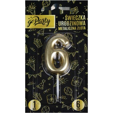 Candelina di compleanno 6 Oro metallizzato