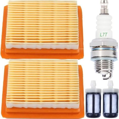 Kit de Filtre à air débroussailleuse pour Stihl FS120 FS200 FS250 FS300 FS350 FS400 FS450 FS480 BT120C BT121 BT130 HT250 KM130 avec Filtre à Carburant, Bougie d'allumage, pièce de Rechange (1/4)