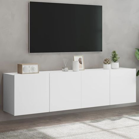 Vidaxl – Meuble TV mural 2 pcs blanc 80x30x41 cm – Bois d'ingénierie durable – Grand espace de rangement – Design mural pour optimiser l'espace (1/6)
