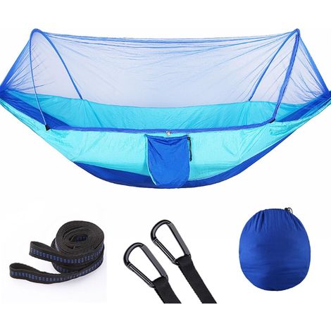 Tragbare Camping-Hängematte, Outdoor-Hängematte mit Moskitonetz, 210T Nylon, 290 x 140 cm, mehrfarbig (A)
