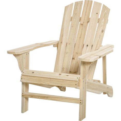 Chaise Adirondack, chaise de jardin, chaise d'extérieur, dimensions 78 x 89 x 88 cm (L x l x H), en bois de sapin massif naturel, pour jardin, terrasse et balcon. (1/5)